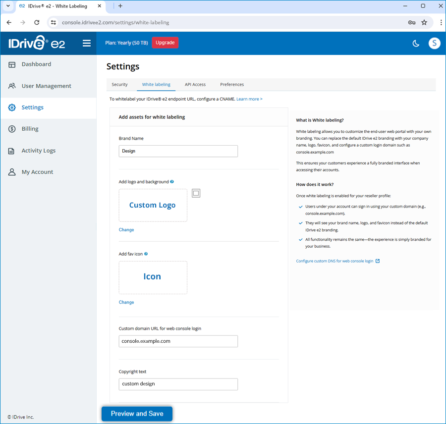 Faq Reseller - white labeling preview screen before saving branding